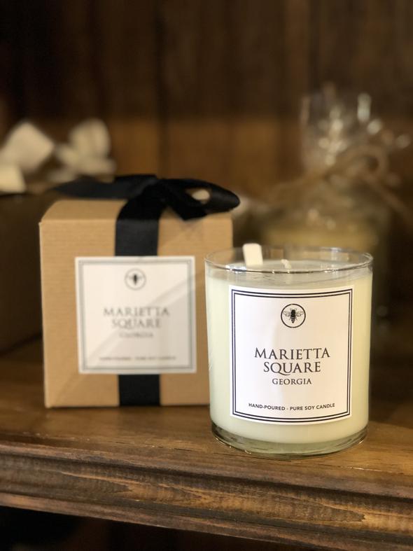 'marietta square' scented candle in a glass jar