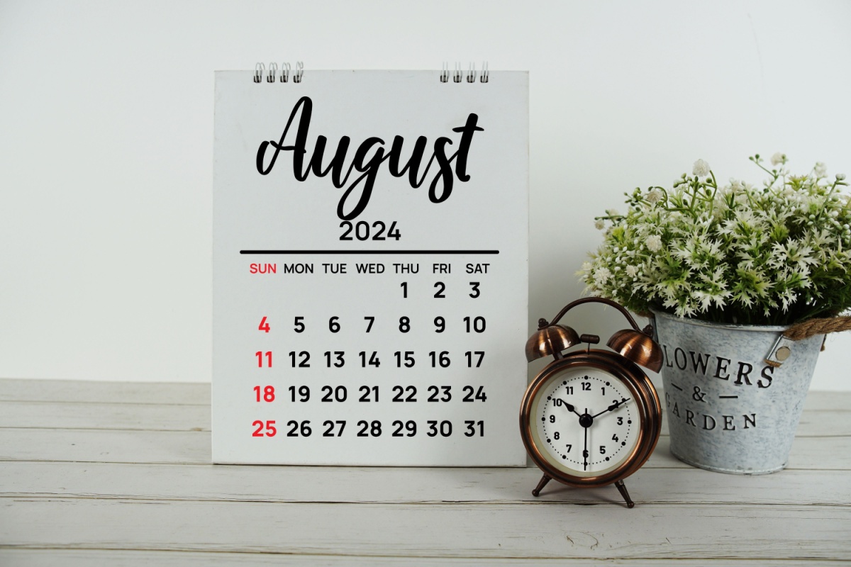 A Calendar photo showing the month of august.